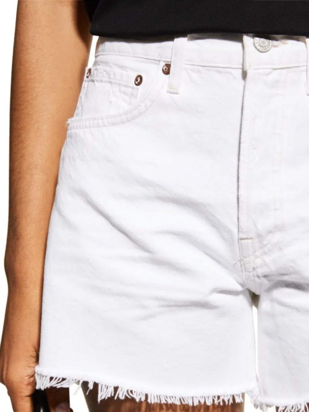 Agolde Parker Long Frayed Shorts - Pannacotta - Picture 12 of 12